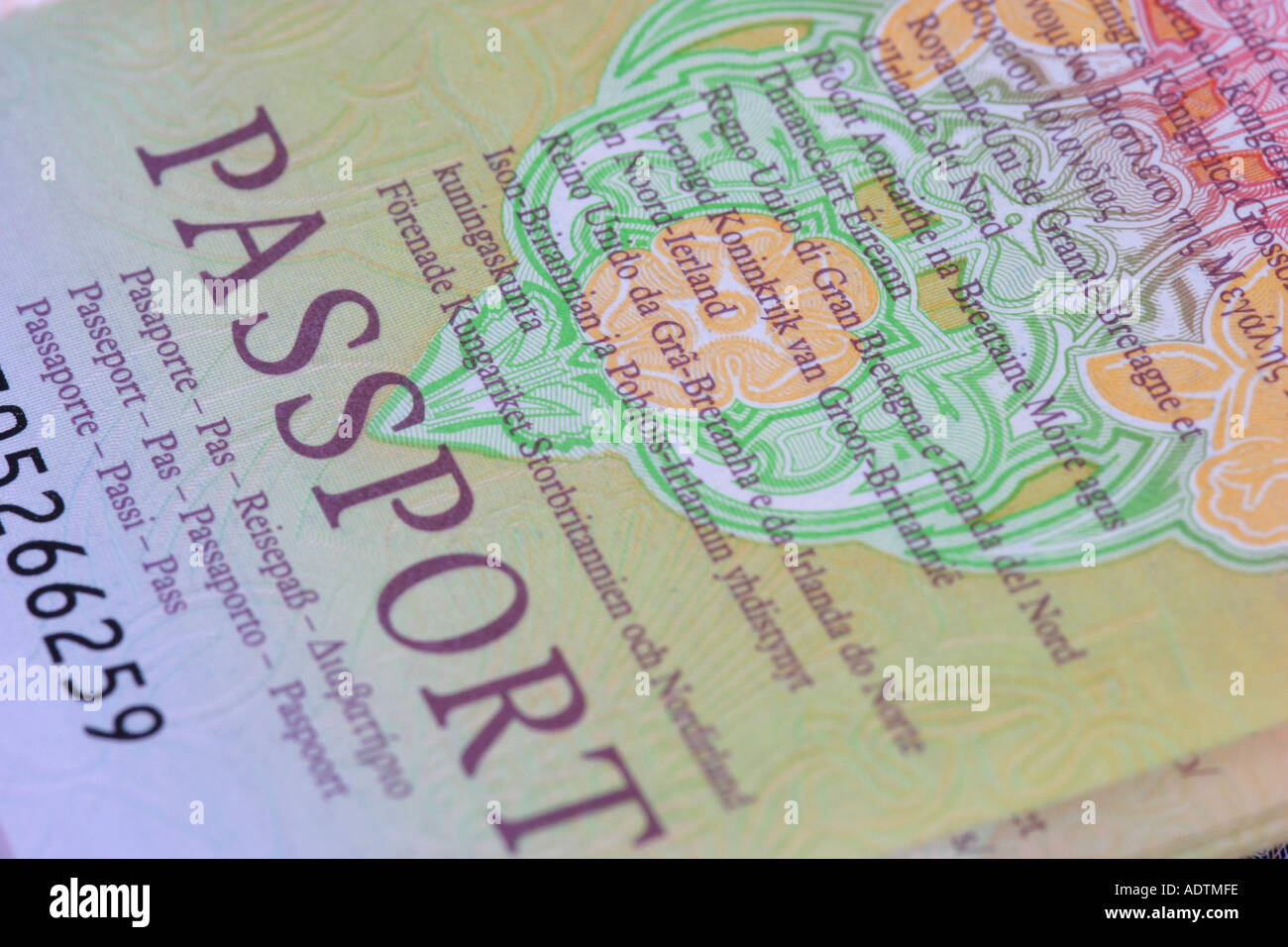 UK Royaume-Uni passeport page intérieure Banque D'Images