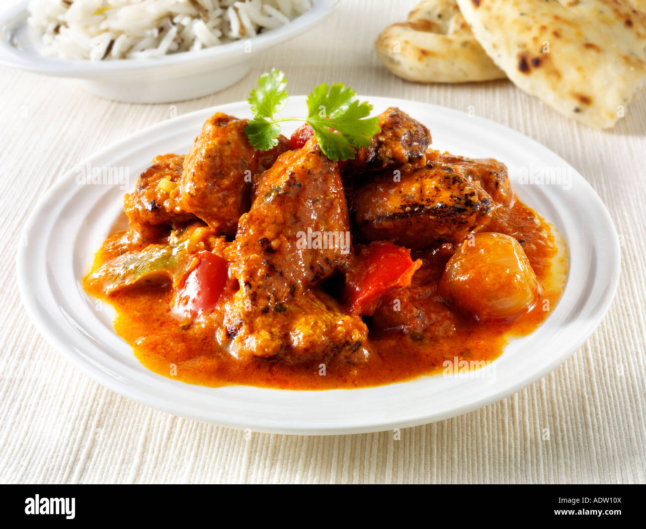 Jalfrezi poulet curry à l'indienne avec du riz Banque D'Images