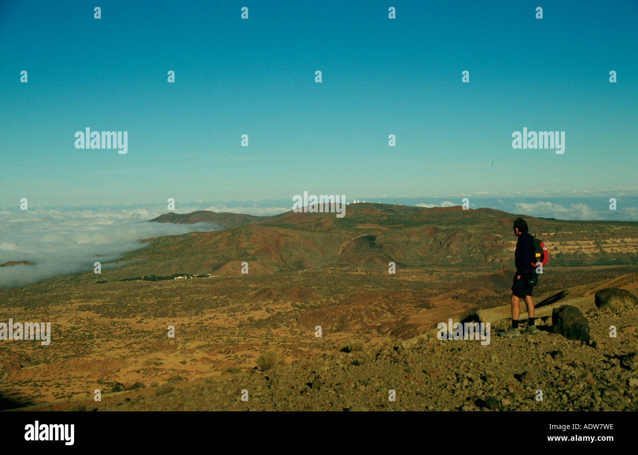 Nick haslam sur les pentes couvertes de pierre ponce de Montana Blanca ci-dessous Mt Teide Parque Nacional del Teide Tenerife Banque D'Images