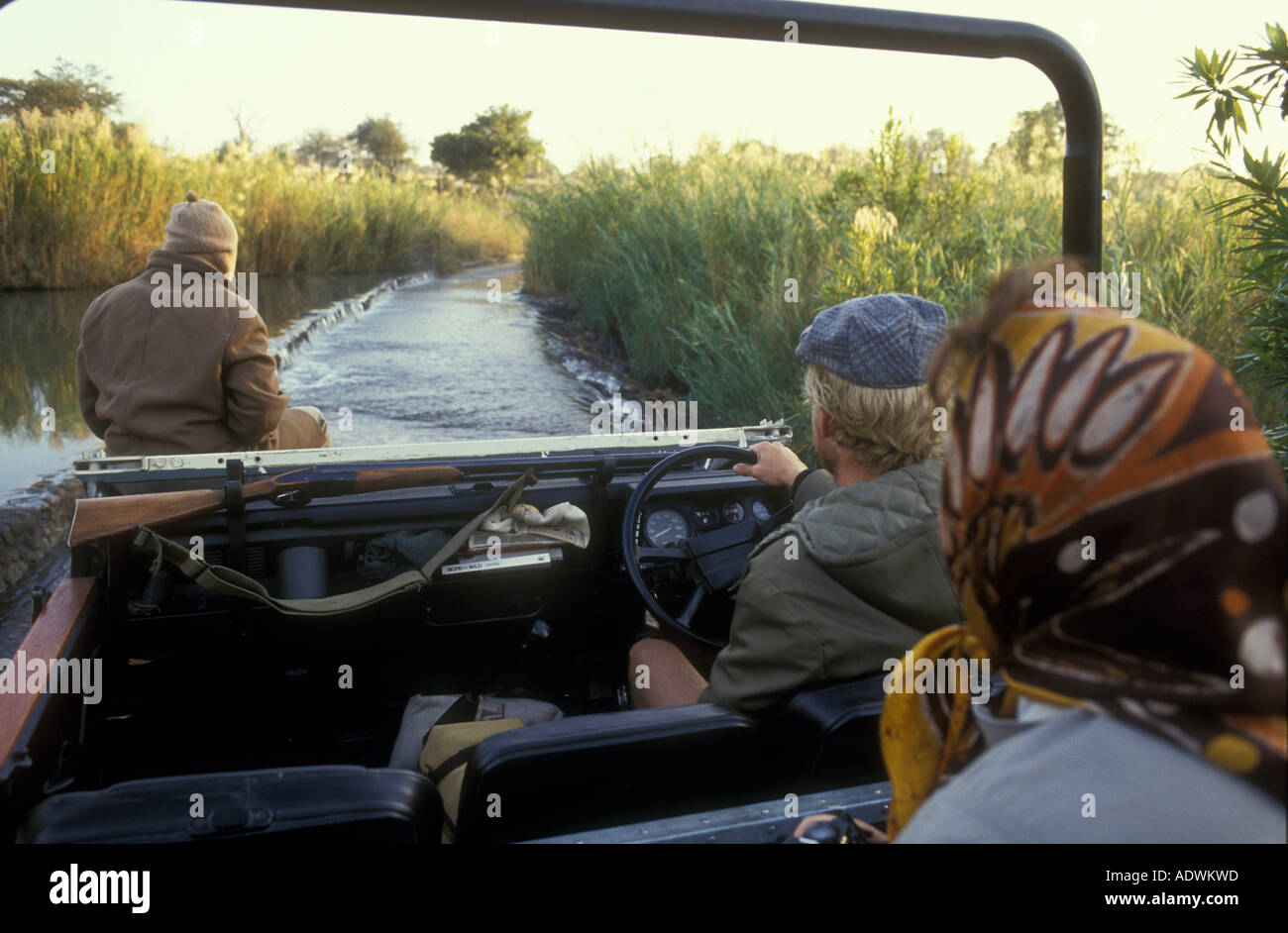 Un jeu dur à la recherche de la faune de Londolozi Game Reserve sur la frontière du Parc National Kruger en Afrique du Sud Banque D'Images