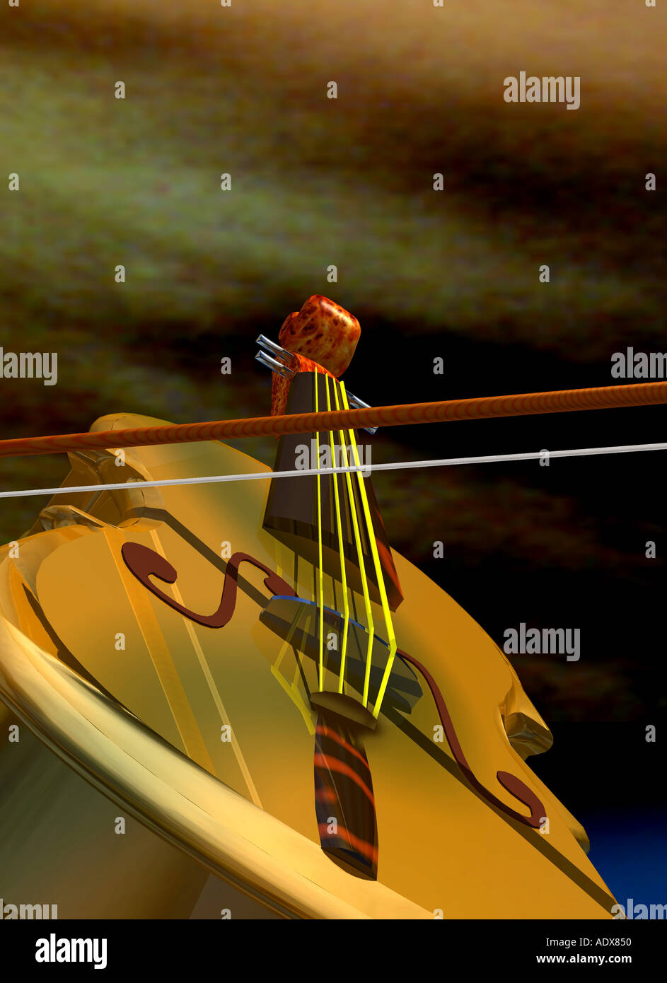 Illustrations à cordes violon Cordes d'arc image rendue virtuelle détail instrument de musique de fond divers textur Banque D'Images