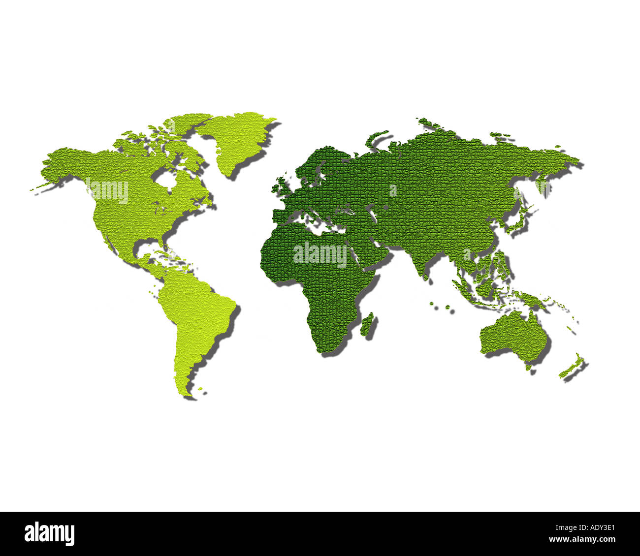 Concepts d'affaires Je globe vert pays continents Amériques Europe Asie Océanie Afrique du monde global concept contraste Banque D'Images