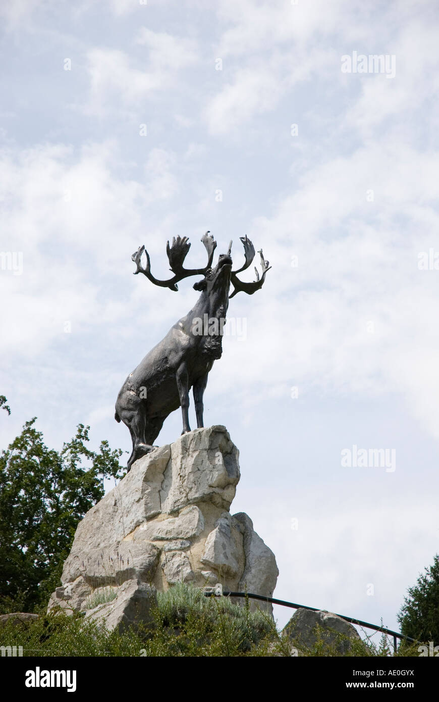 Le caribou en bronze, l'emblème de la Newfoundland Regiment. Banque D'Images