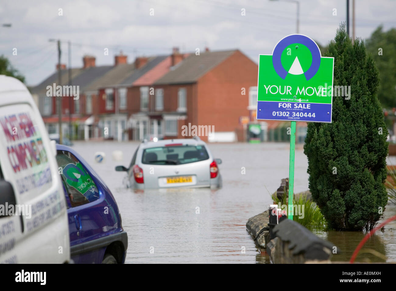 Les inondations au bar sans frais près de Doncaster, dans le Yorkshire du Sud, UK Banque D'Images