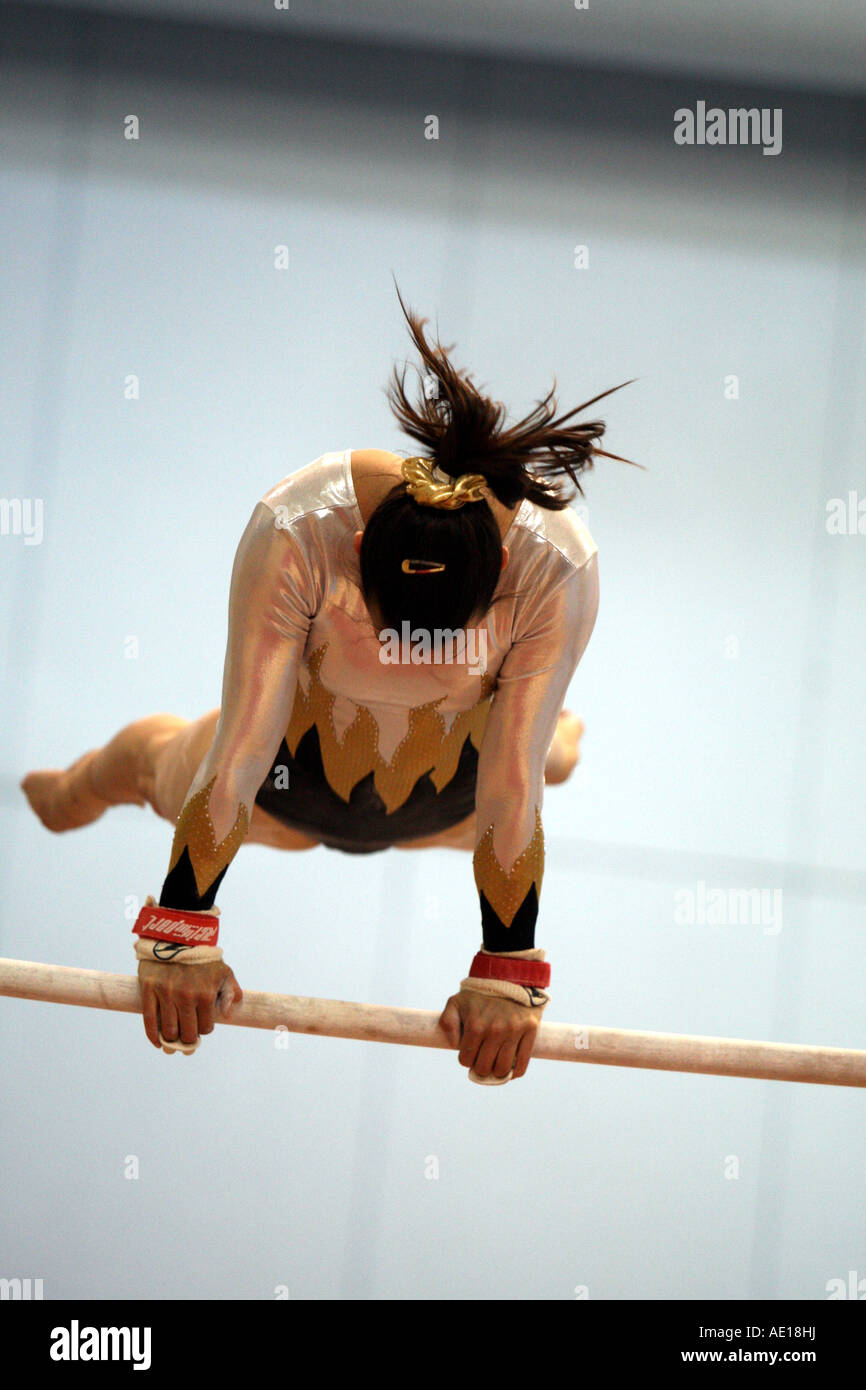 Elizabeth beth tweddle et britannique world gymnast sur bars au 2007 british gymnastics championships Banque D'Images