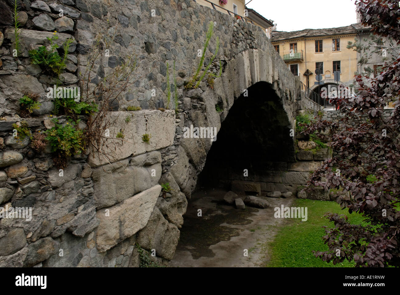 Pont romain, Aoste, Italie Banque D'Images