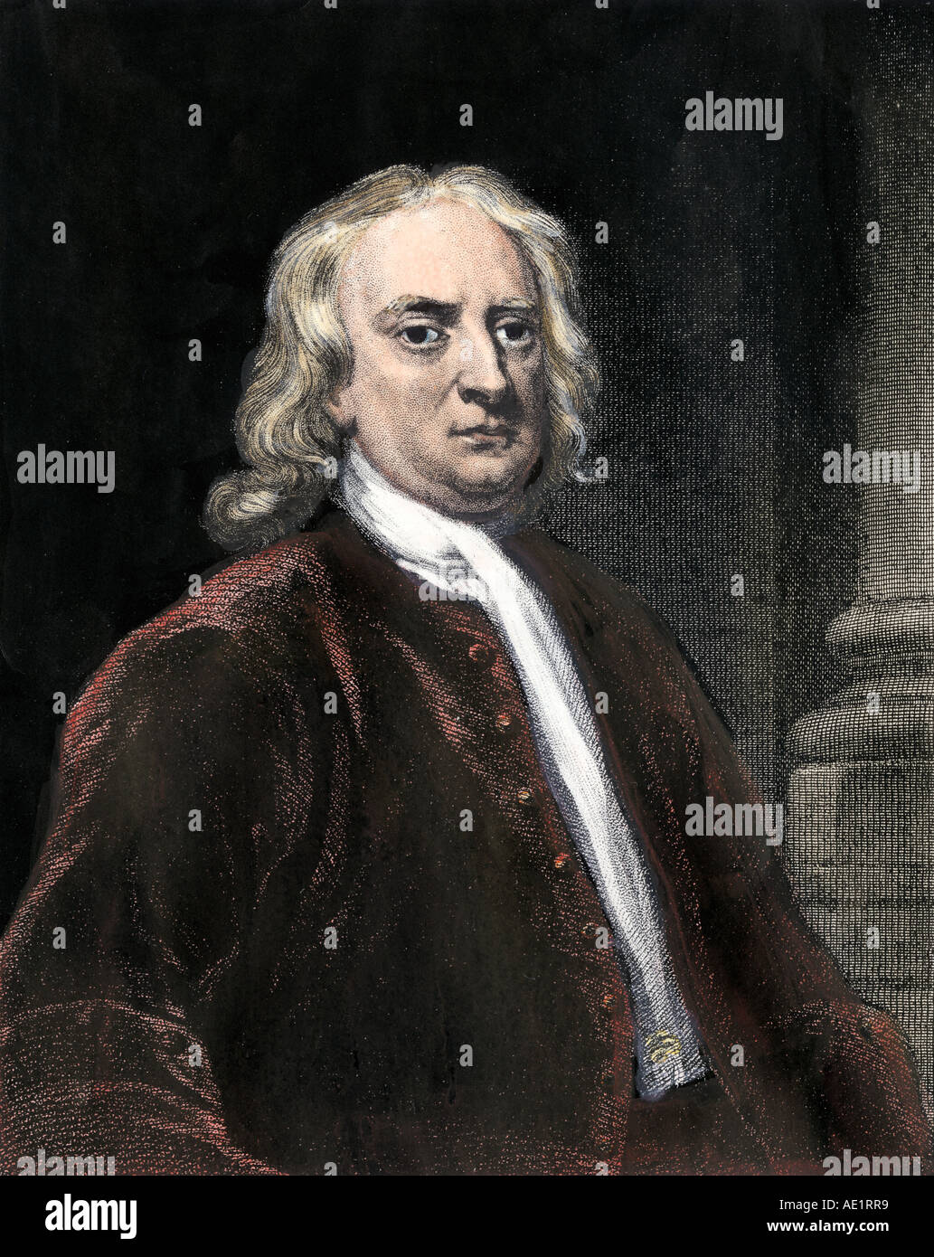 Sir Isaac Newton. À la main, gravure sur acier Banque D'Images