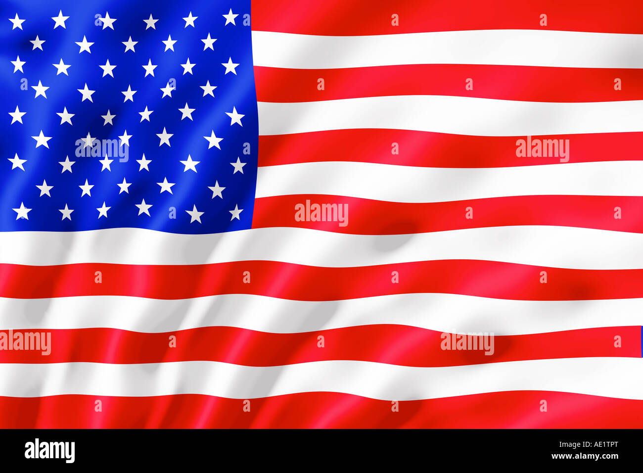 Le drapeau Américain illustré avec des vagues causées par le vent Banque D'Images