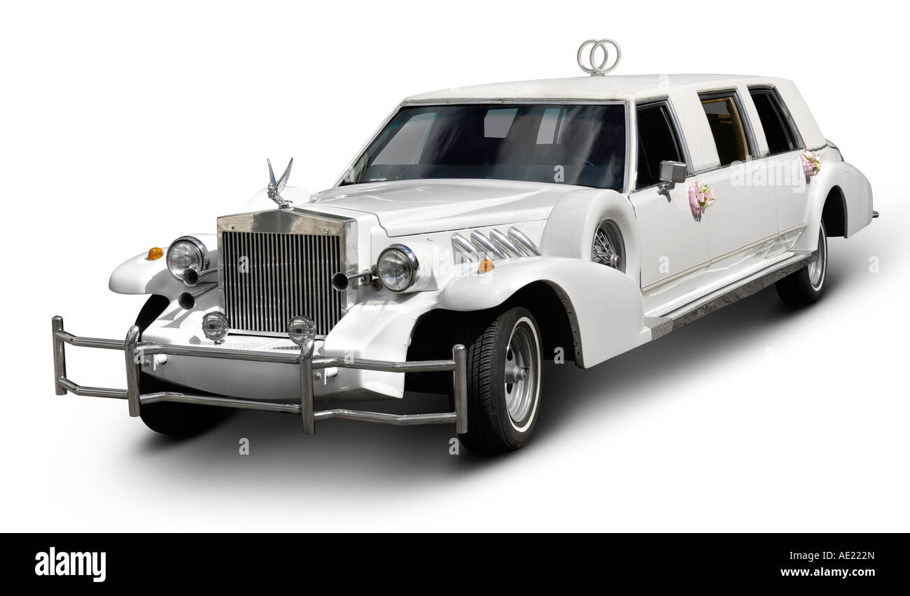 White wedding limousine limousine de luxe location Banque D'Images