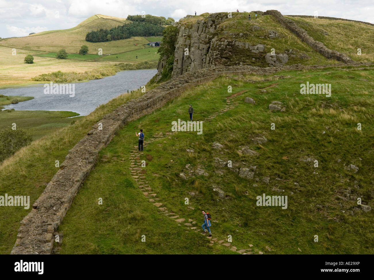 Mur d'Hadrien près de Steel Rigg, Mur Romain de pays, Northumberland Banque D'Images