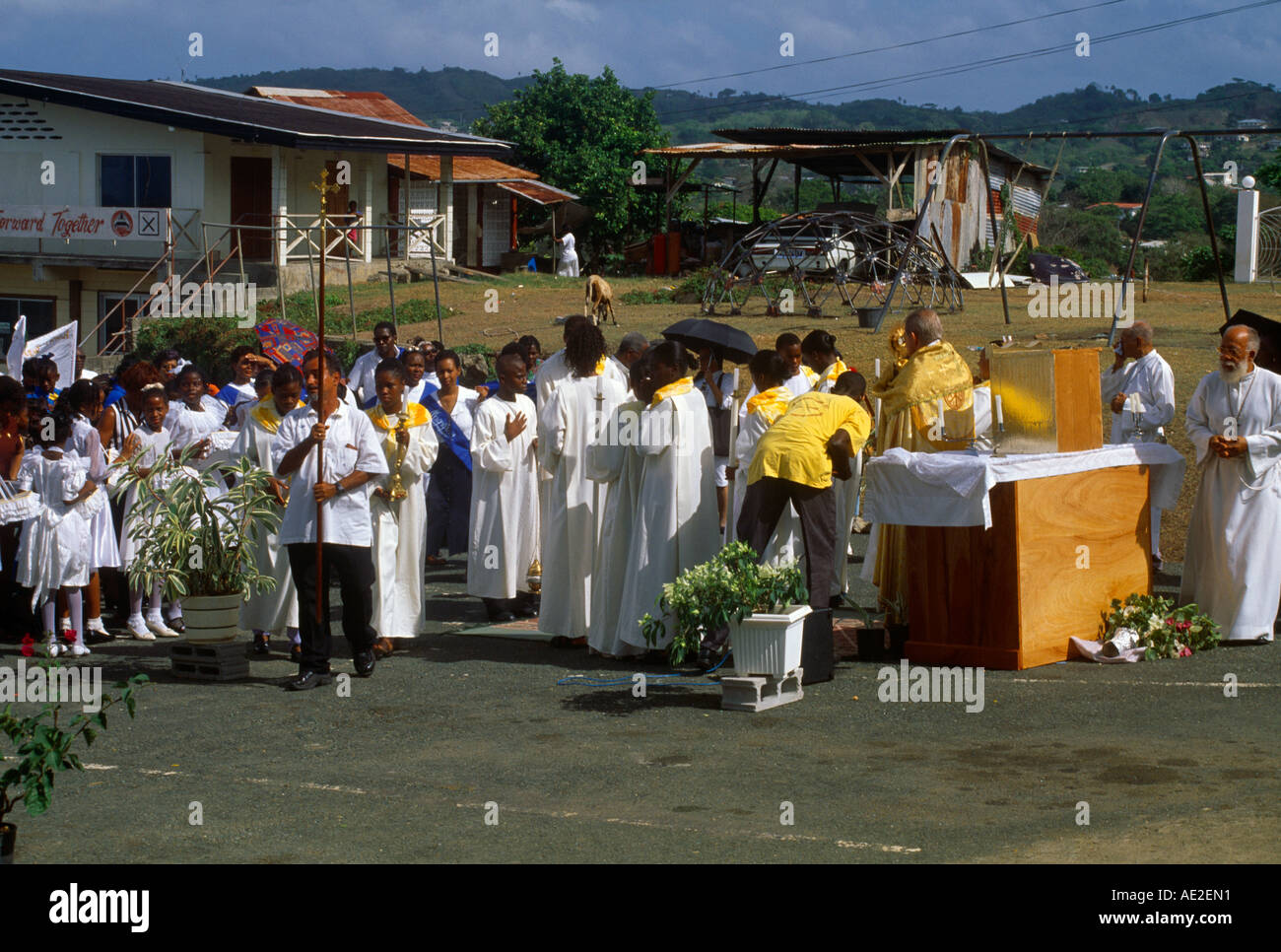Tobago Trinité-Corpus Christi Open Air Service Banque D'Images