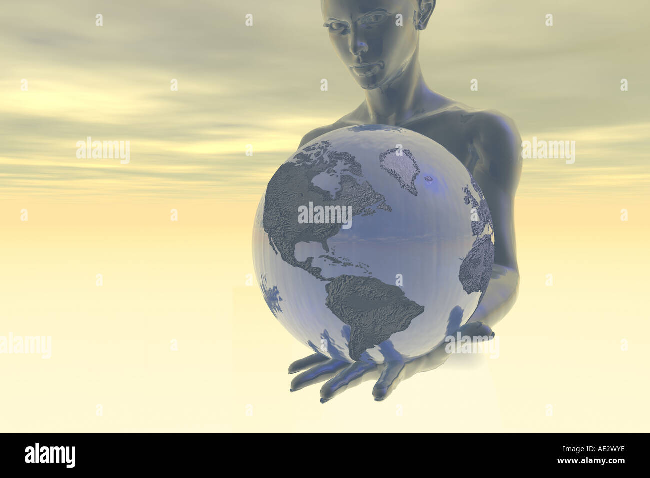 Mannequin holding a globe Banque D'Images