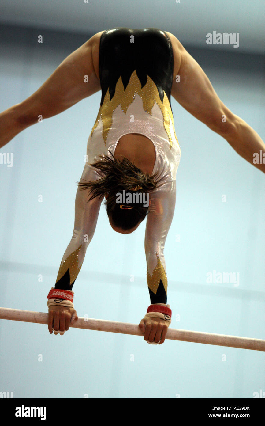Elizabeth beth tweddle et britannique world gymnast sur bars au 2007 british gymnastics championships Banque D'Images