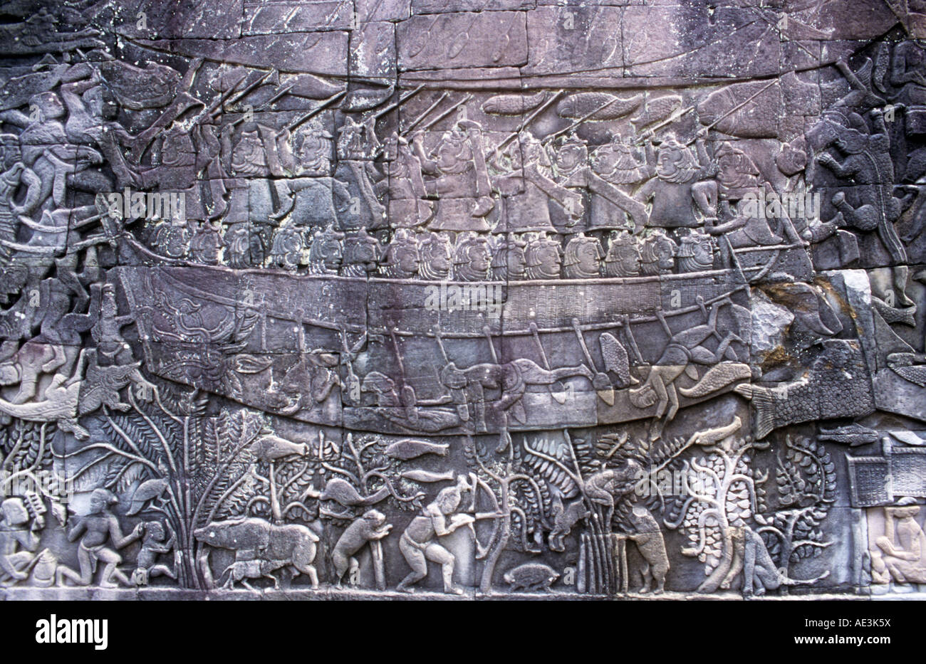 Sculpture bas-relief Angkor Wat Siem Reap Cambodge Banque D'Images