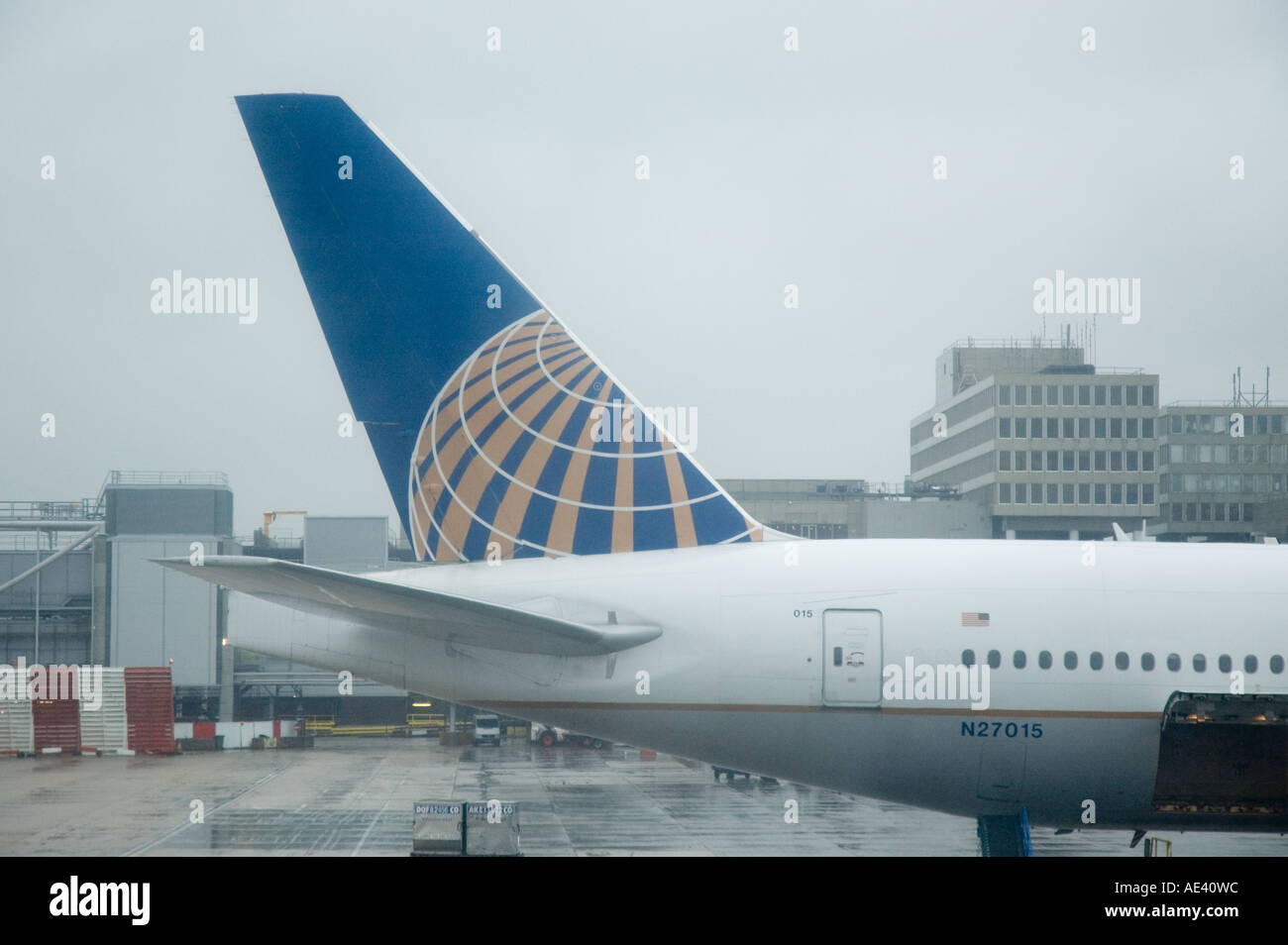 La queue d'un jet commercial de passagers de Continental Airlines Banque D'Images