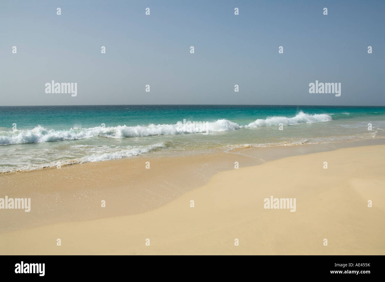 Praia de Santa Monica (Santa Monica Beach), Boa Vista, Cap Vert, Afrique, l'Atlantique Banque D'Images