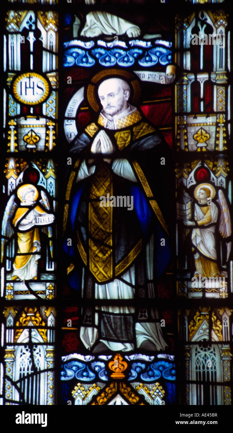 Saint Ignace de Loyola sacrés Cœurs jésuite de Wimbledon (catholique) Vitraux 1491 - 1556 Banque D'Images