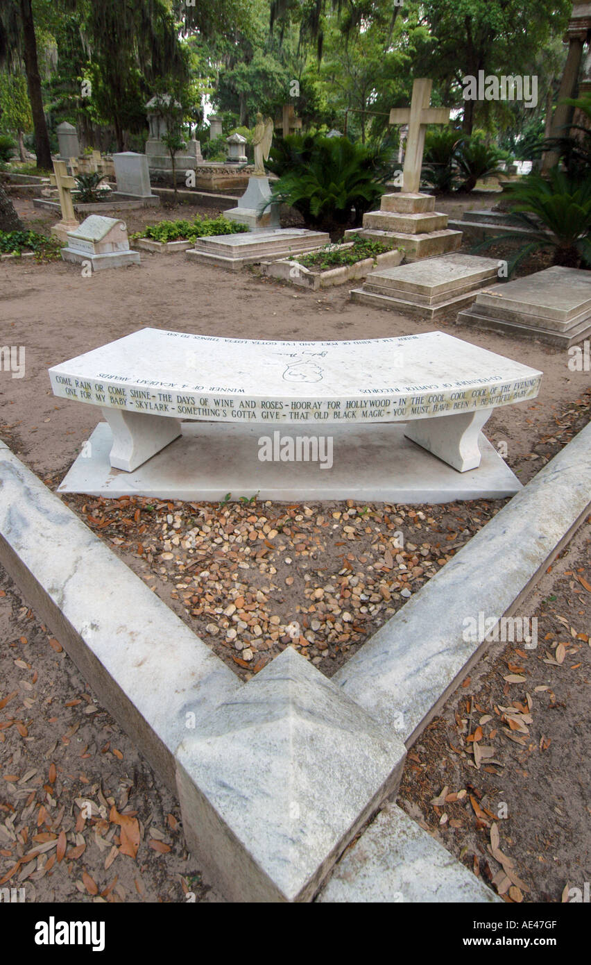 Johnny Mercer tombe du cimetière Bonaventure Savannah en Géorgie Banque D'Images