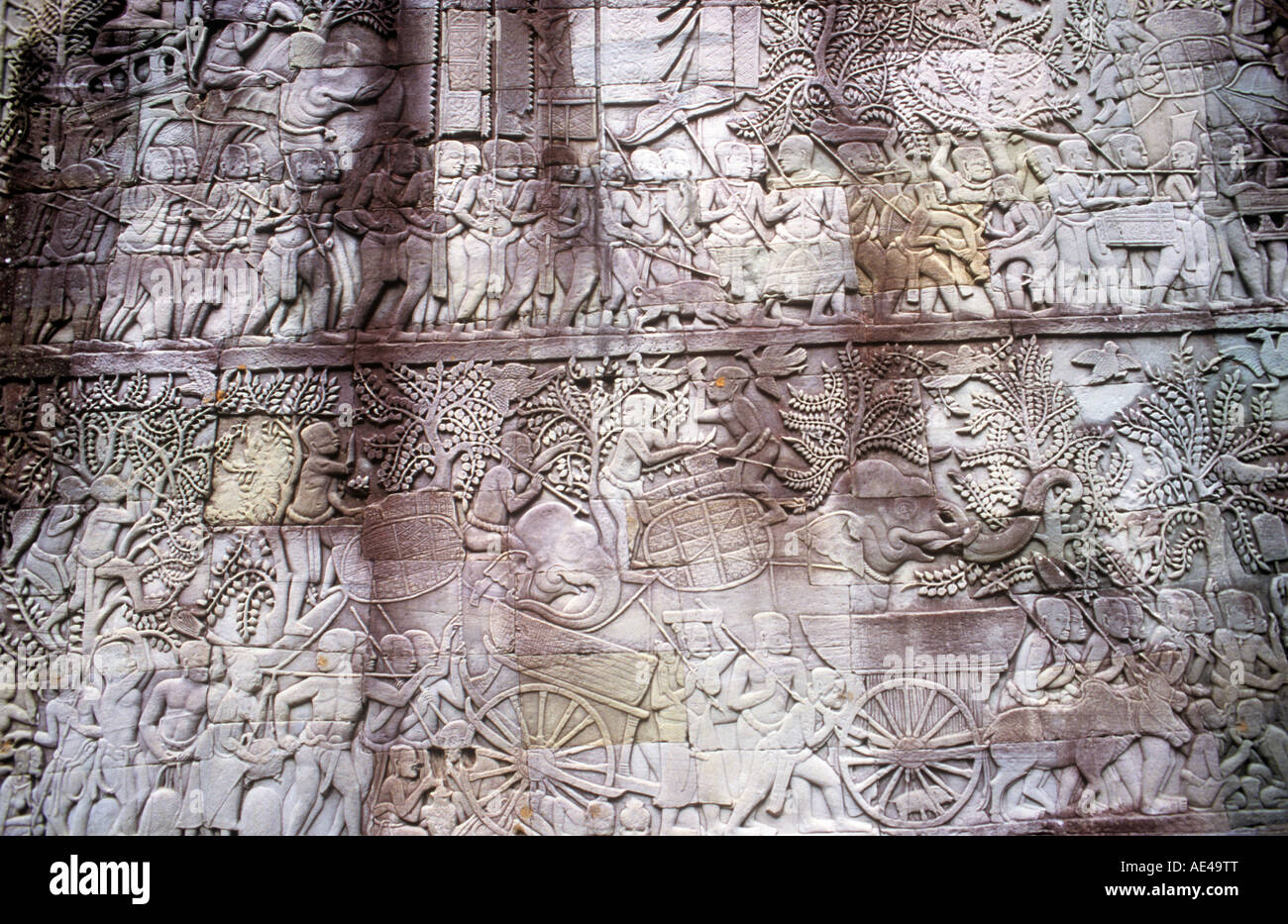 Sculpture bas-relief Angkor Wat Siem Reap Cambodge Banque D'Images