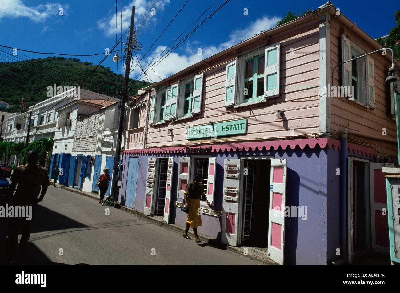 Main street, Road Town, Tortola, Îles Vierges britanniques, Antilles, Caraïbes, Amérique Centrale Banque D'Images