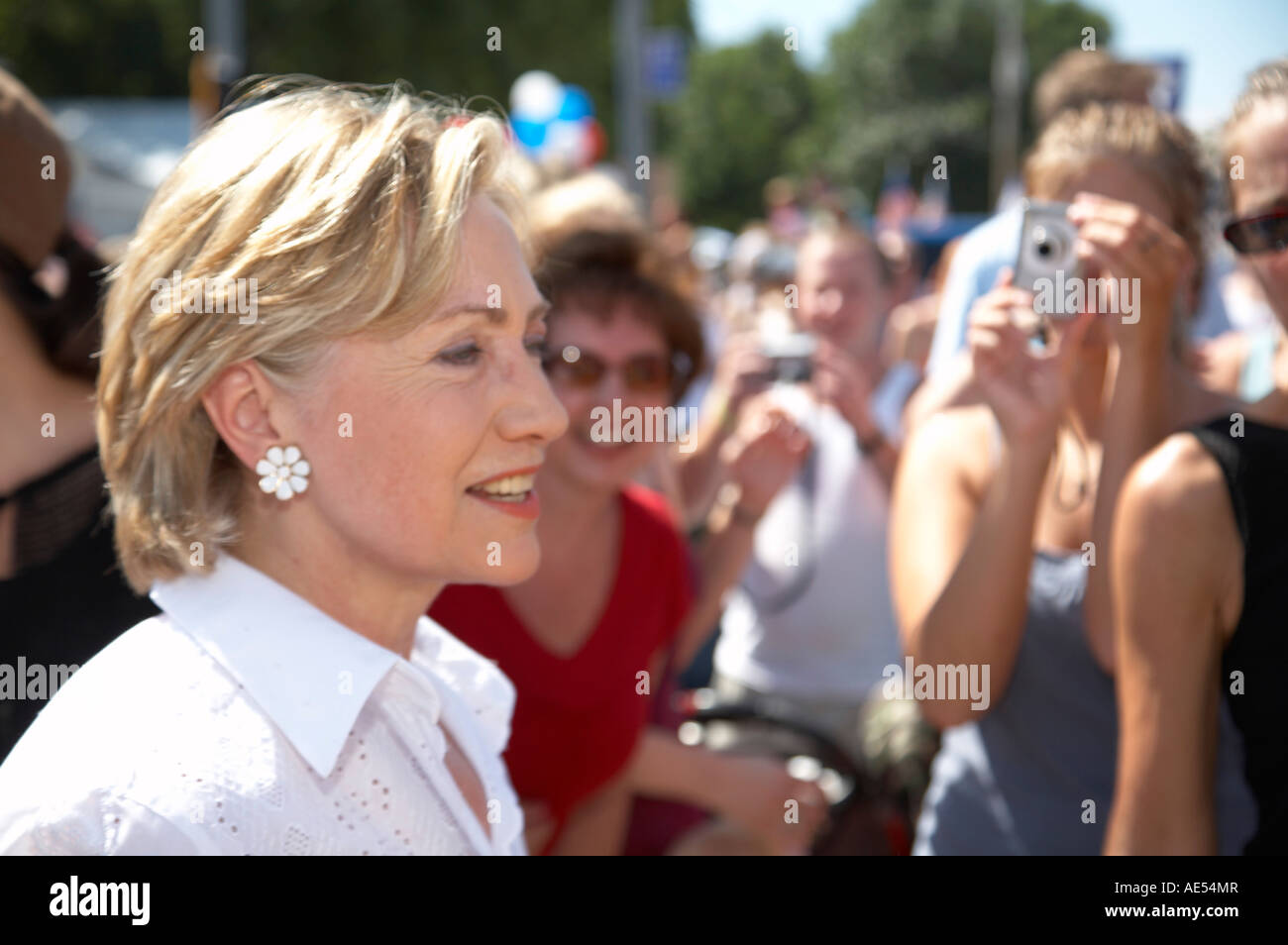 Hillary Clinton à Clear Lake dans l'Iowa pour un défilé du 4 juillet et un arret de campagne Banque D'Images