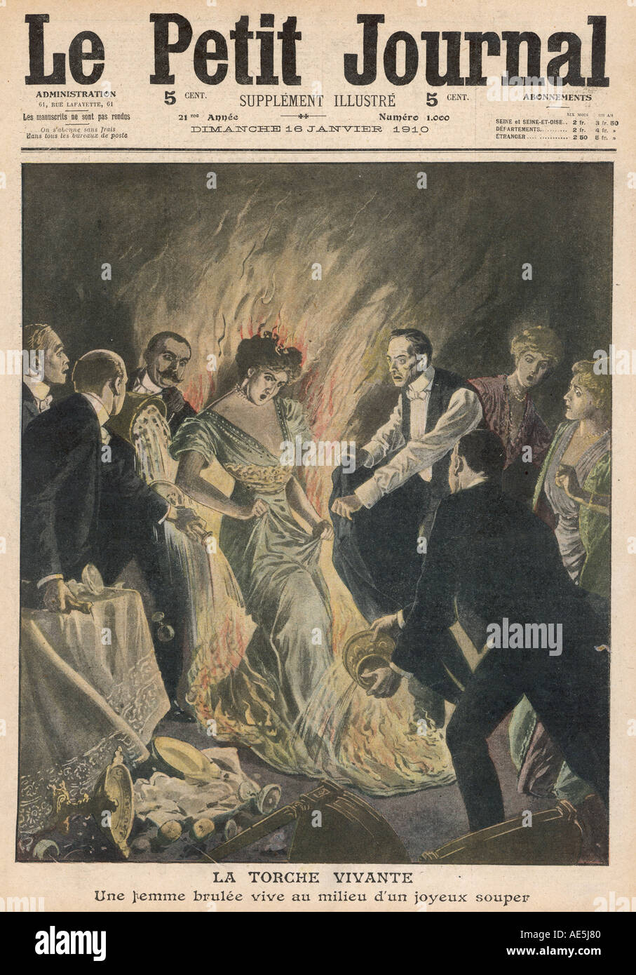 1910 robe prend feu Banque D'Images