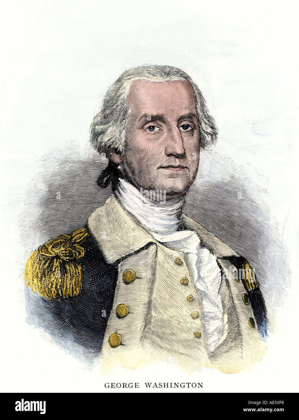 Le général George Washington. À la main, gravure sur bois Banque D'Images