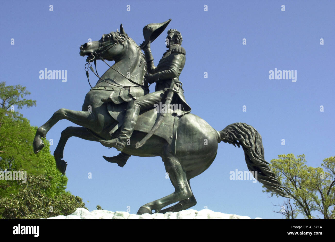 Statue de Andrew Jackson dans le parc Lafayette face à la Maison Blanche à Washington DC. Photographie numérique Banque D'Images