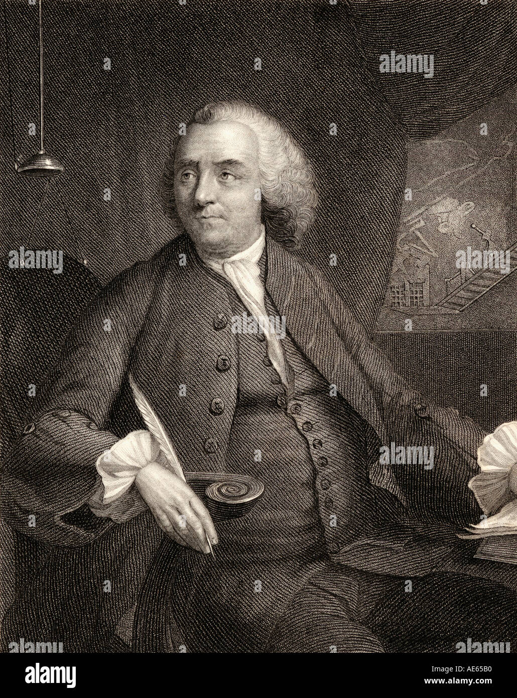 Benjamin Franklin, 1706-1790. Auteur, de l'imprimante, le théoricien politique, homme politique, franc-maçon, ministre des Postes, scientifique, inventeur, humoriste, activiste civique. Banque D'Images