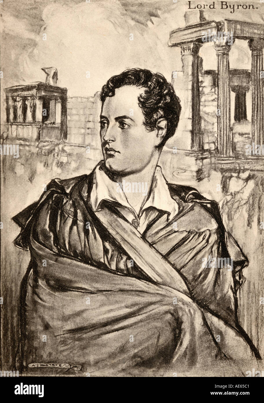 George Gordon Byron, 6e baron Byron, alias Lord Byron, 1788 - 1824. Noble britannique, poète, homme politique et par les pairs. Banque D'Images