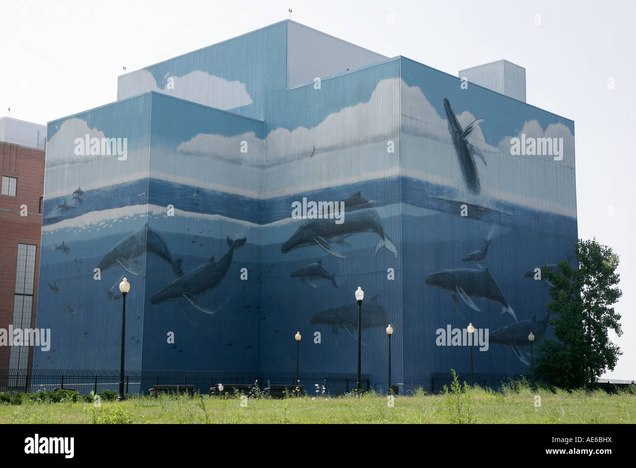 Ohio Cuyahoga County,Cleveland,public Power Generating Station,mural Whale,OH070731075 Banque D'Images