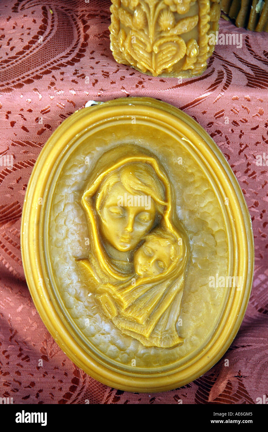 La Vierge Marie avec Jésus enfant faites de cire Banque D'Images