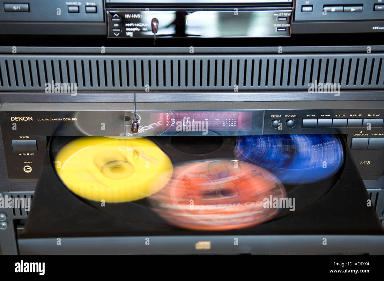 5-disc avec changeur de disques en rotation Banque D'Images