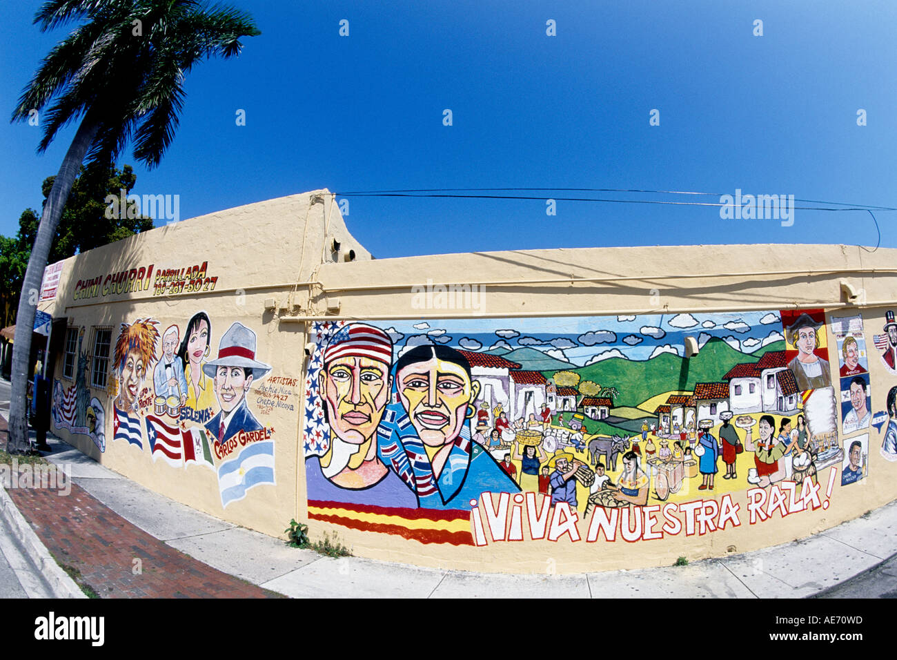 Peinture murale sur Cuba dans Little Havana Miami Floride avec portrait du célèbre Cuba Banque D'Images