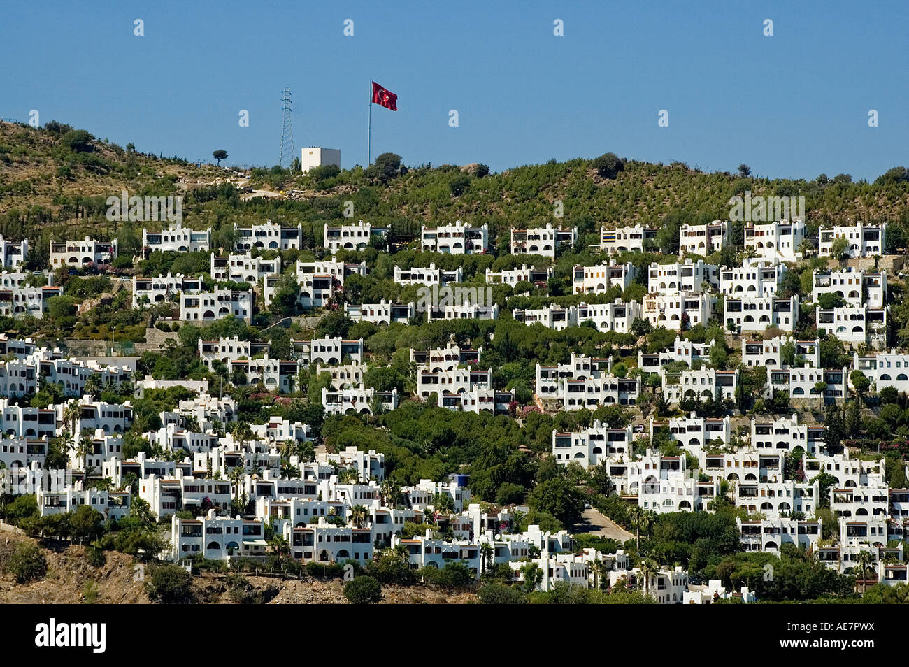 Bodrum , maisons blanches Côte égéenne , Turquie Banque D'Images