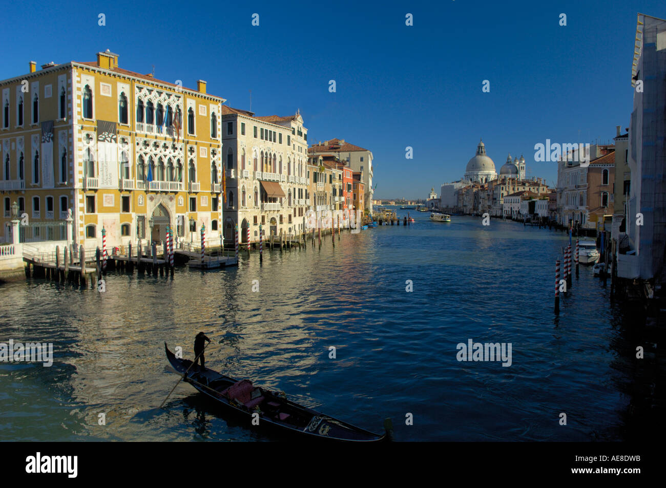 Vue du pont du milieu universitaire en direction de Santa Maria della Salute, Venise Banque D'Images