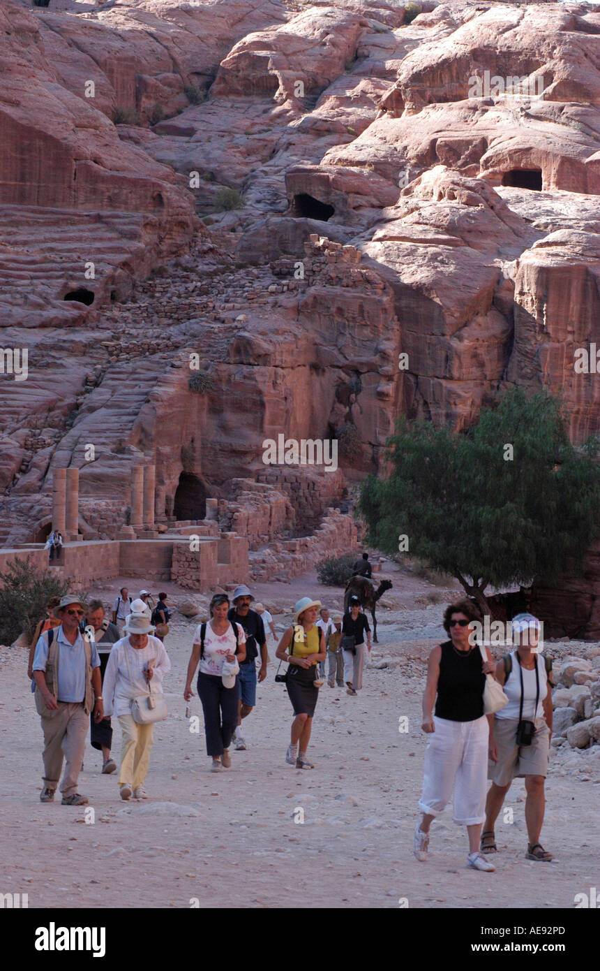 Site de Petra Jordanie, touristes Banque D'Images
