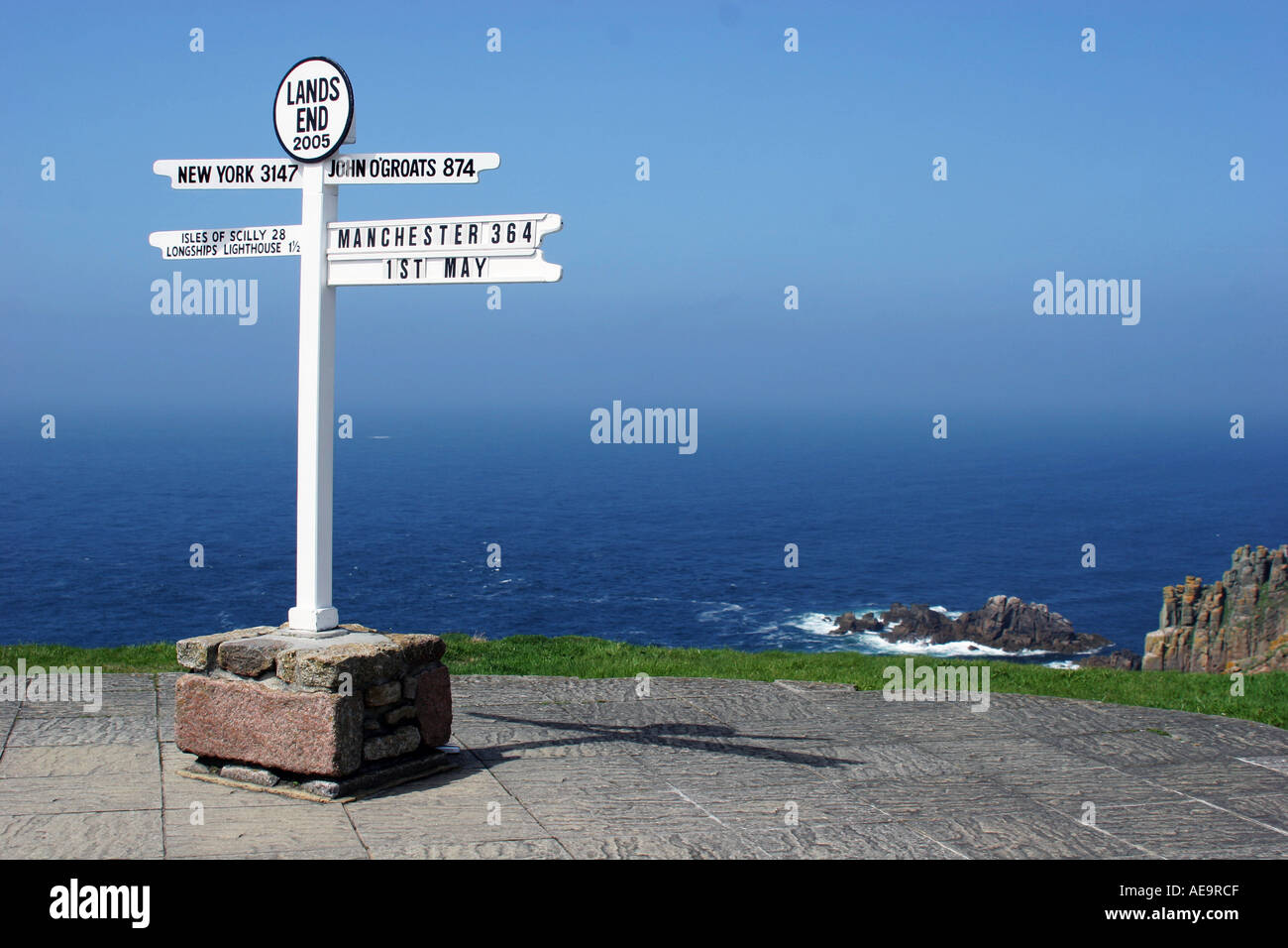 Sign post Lands End Angleterre Cornwall Banque D'Images