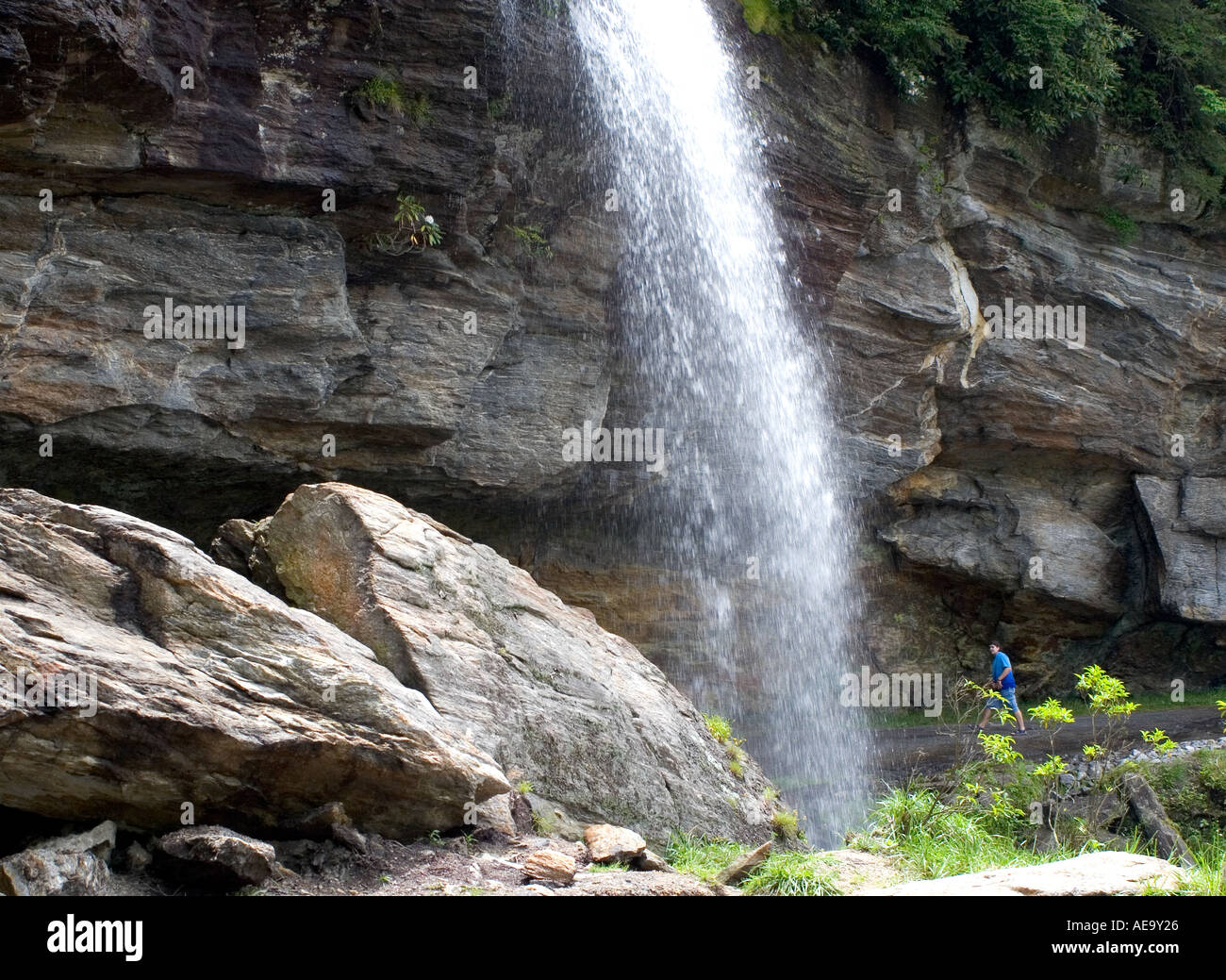 Highlands North Carolina Bridal Veil Falls Monument Banque D'Images