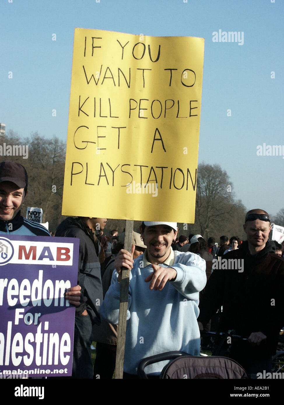 À l'affiche de la guerre contre Londres 2003 rallye Banque D'Images