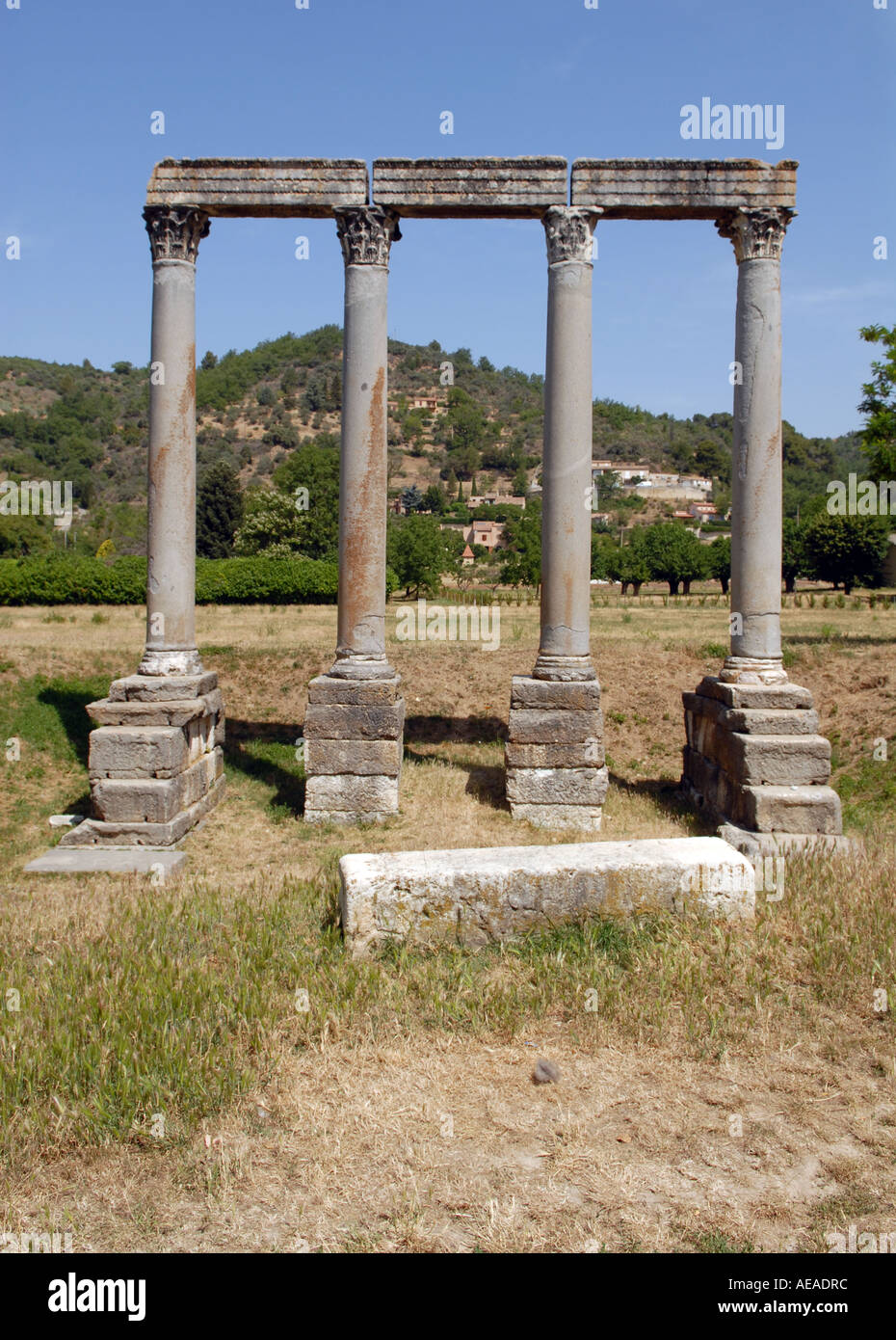 Colonnes romaines, riez, France. Banque D'Images