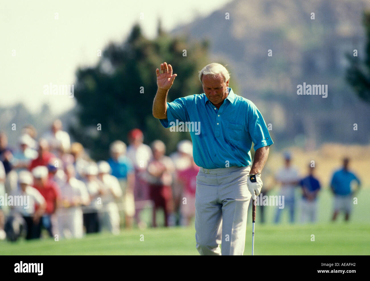 Arnold Palmer participe au tournoi de golf de la Californie. Banque D'Images