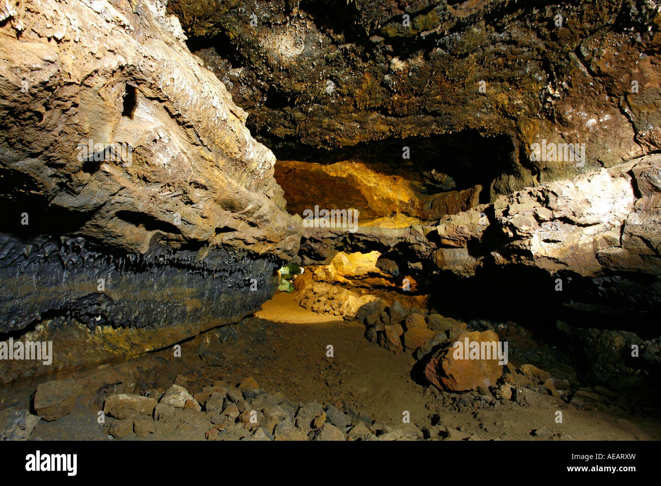 Gruta do Carvao grotte de lave. L'île de São Miguel, Açores, Portugal. Banque D'Images