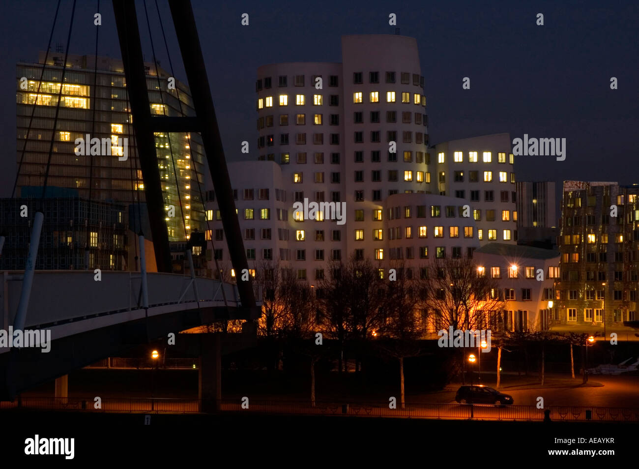 Soir à Düsseldorf Banque D'Images