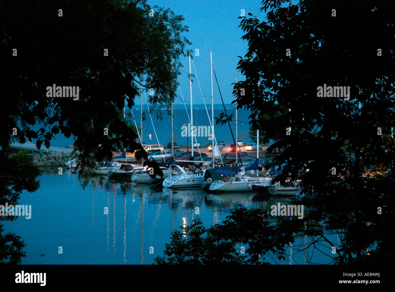 Marina de nuit le lac Ontario Banque D'Images