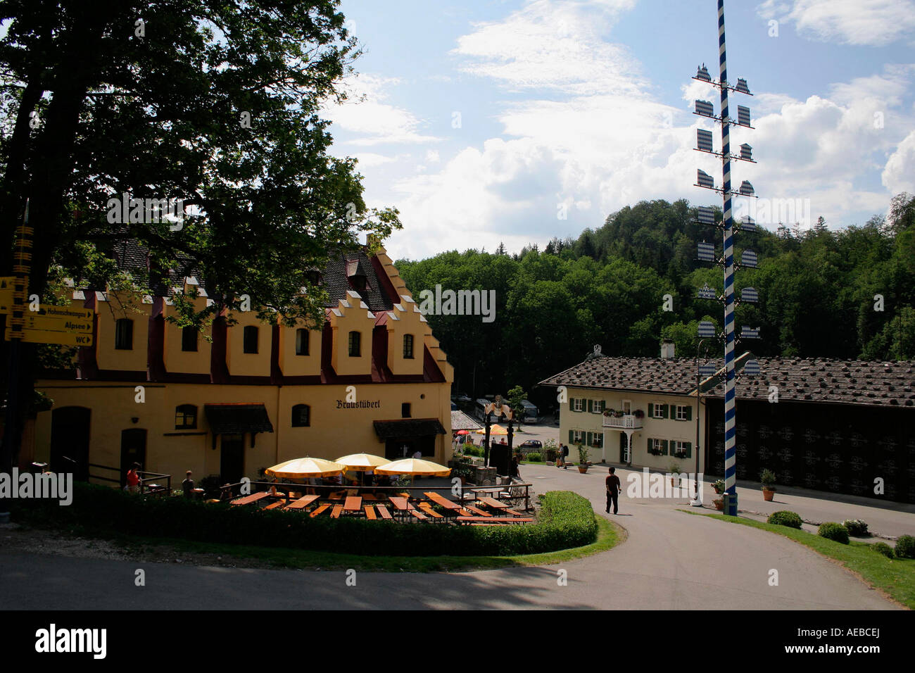 Idyl Village nouveau Swan Swan pierre gau Allemagne Bavière Allgäu Ostallgäu Banque D'Images