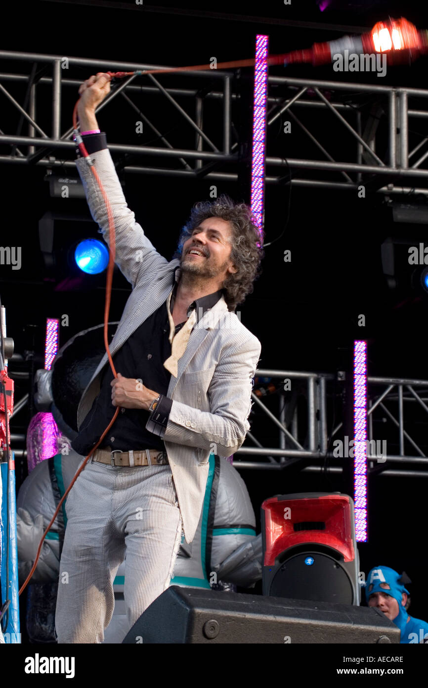 Wayne Coyne et The Flaming Lips 02 wireless music festival 2006 à Hyde Park London England UK Banque D'Images