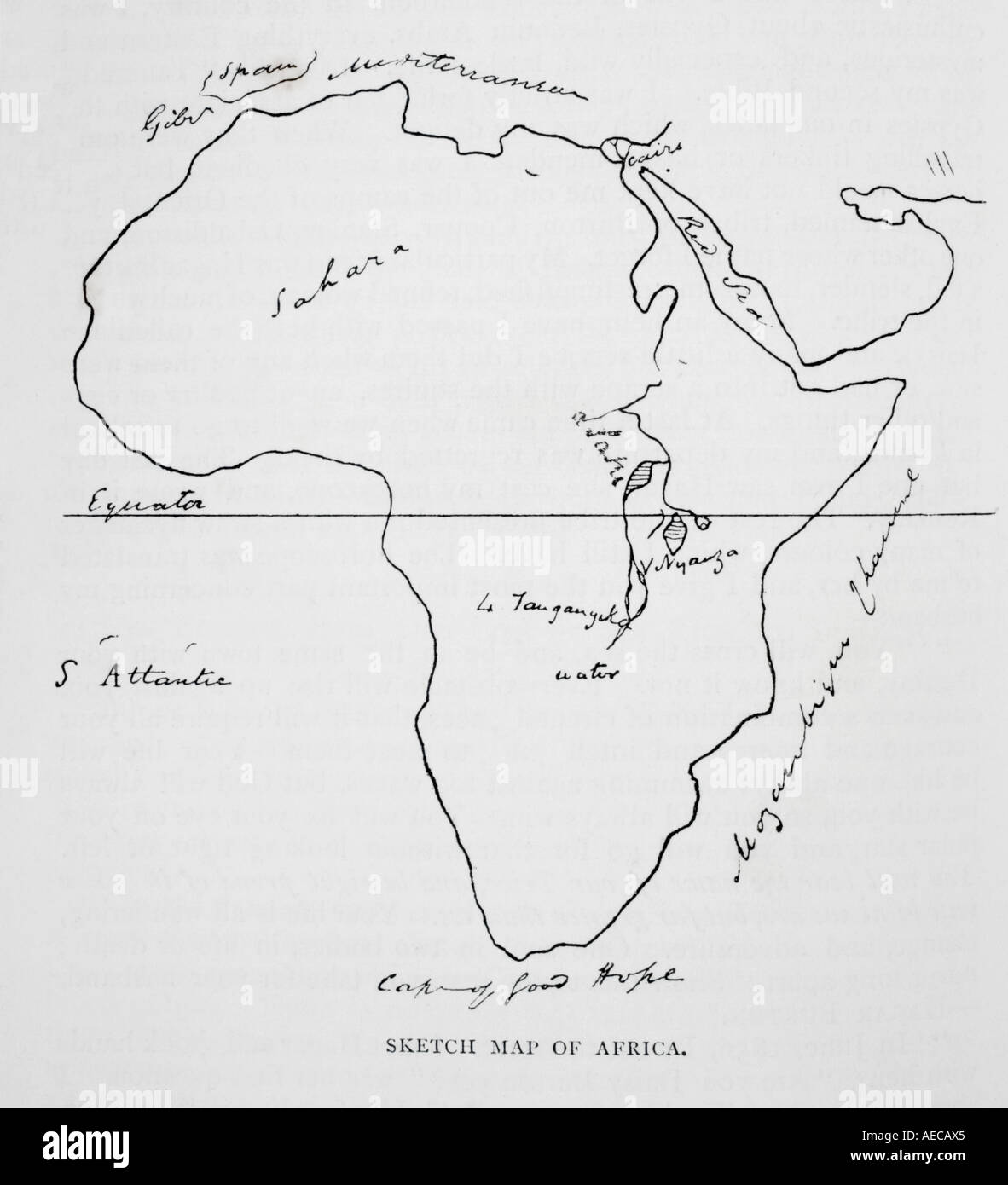 Plan d'esquisse de Sir Richard Francis Burton en Afrique. Banque D'Images