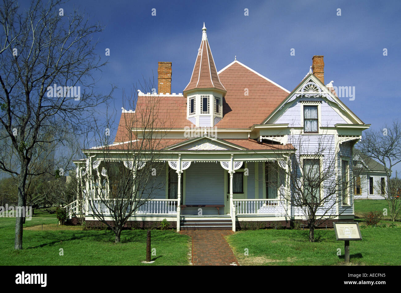 George House (1900), de style Queen Anne, l'architecture victorienne complexe, Vieille Ville Park, Dallas, Texas, USA Banque D'Images