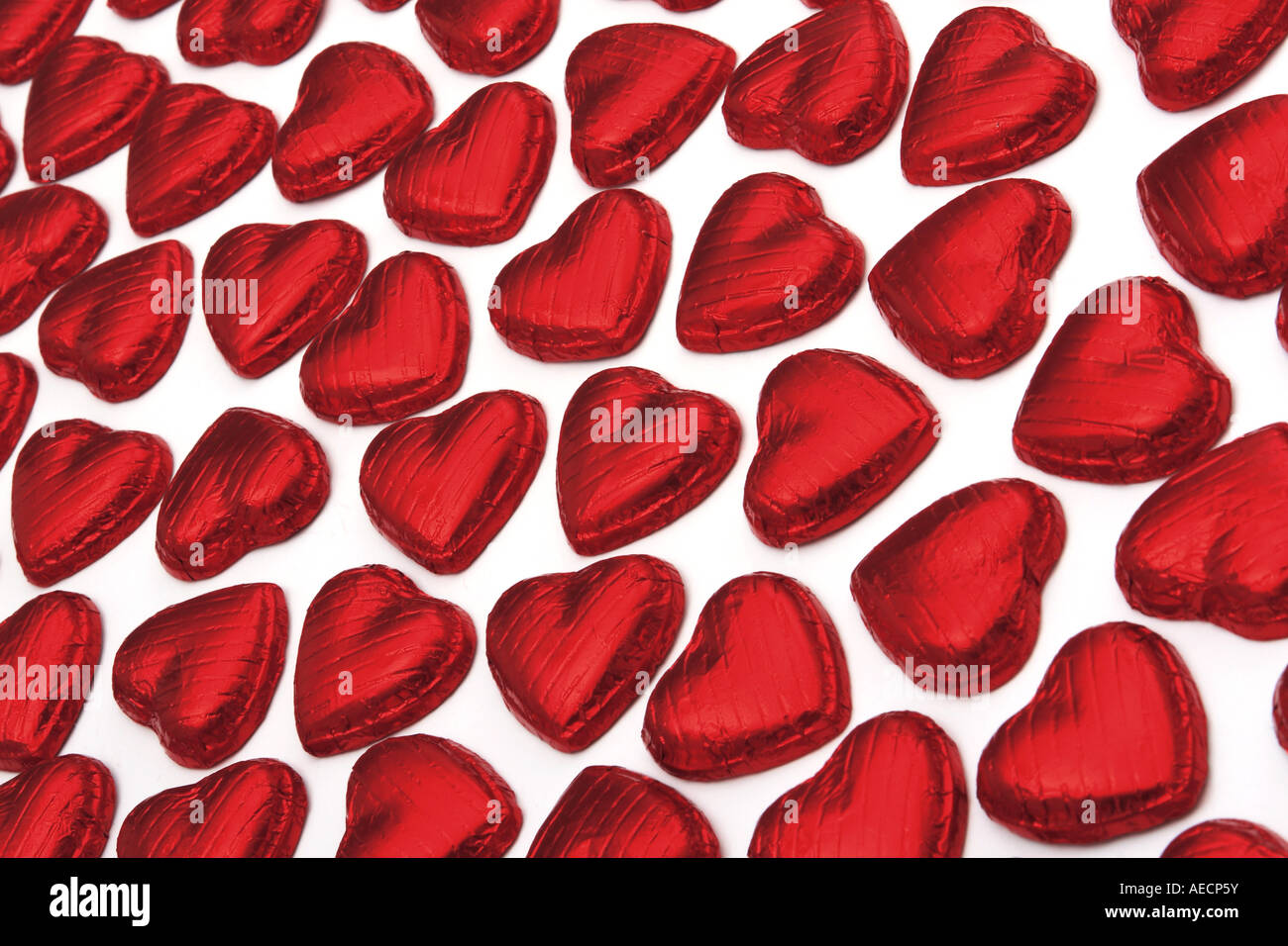 De nombreux coeurs en chocolat rouge Banque D'Images